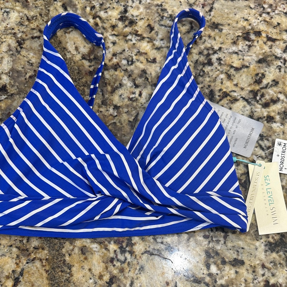 Sea Level Swim Navy Striped Bikini Top